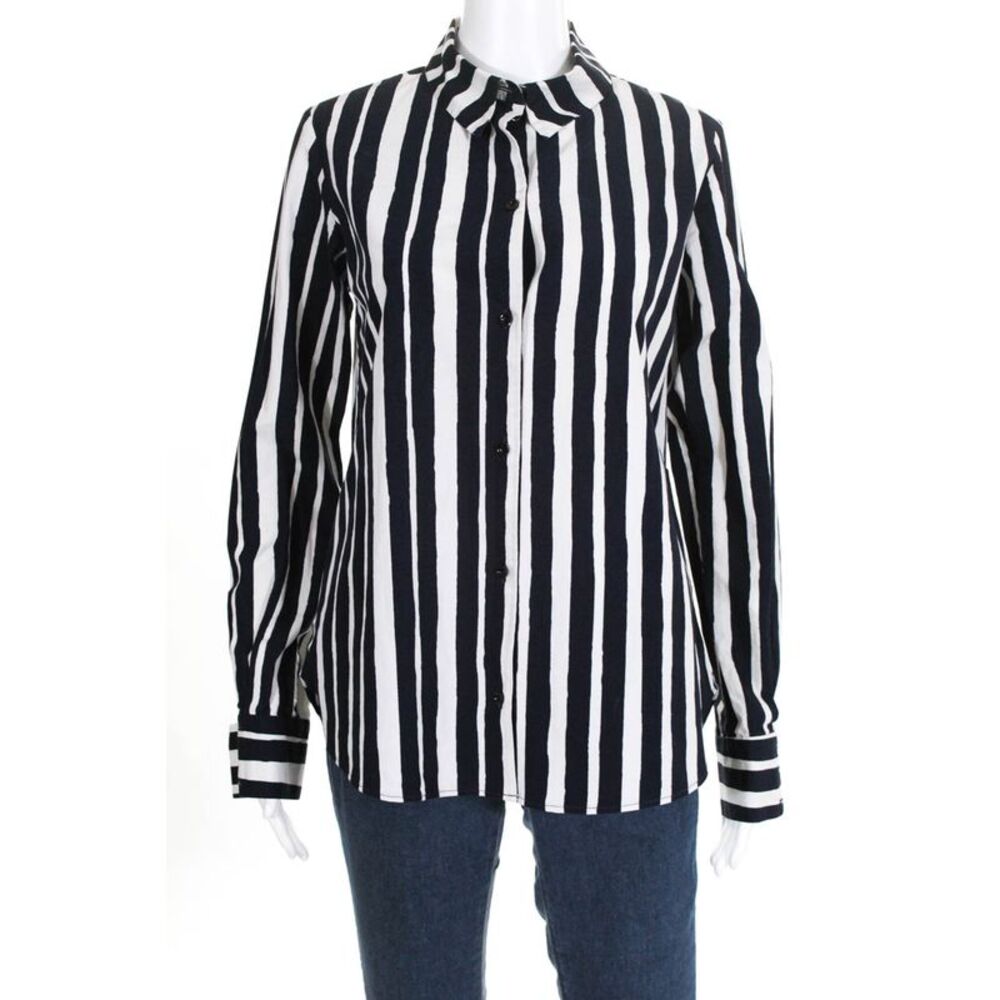 Martin Grant Womens Striped Button Down Shirt Cotton Blue Size European 36 11095